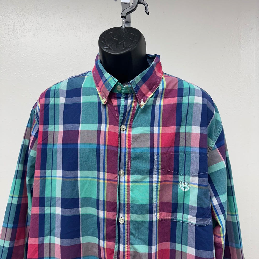 Chaps Plaid‎ Button Down Shirt Long Sleeve Easy Care Comfort Fit 2XL - Picture 4 of 13